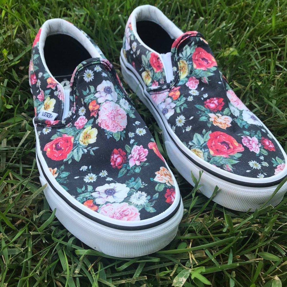 Vans Garden Floral Classic Slip-On shoes.